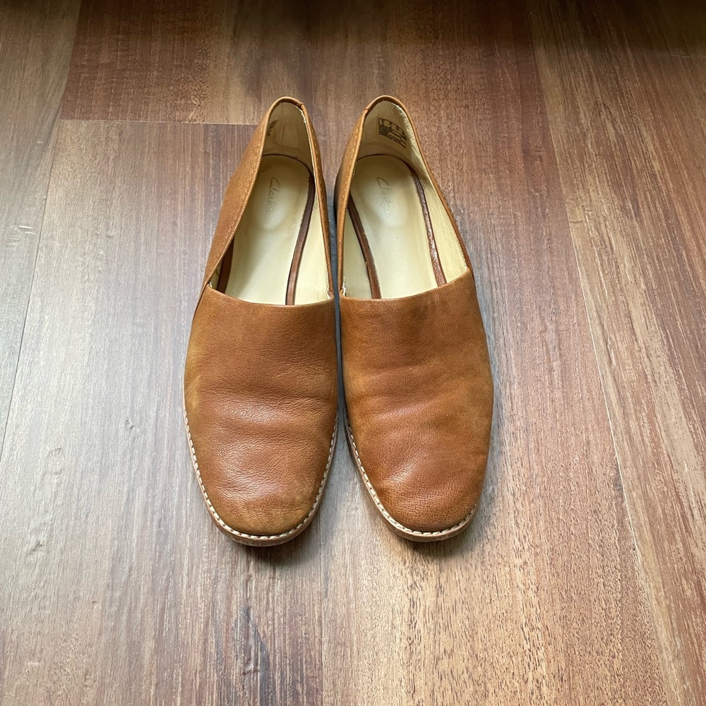 Clark’s Brown Leather Slip-On Loafers